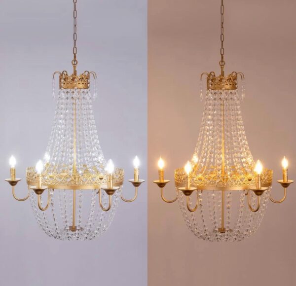 Wellmet French Empire Crystal Chandelier Modern Adjustable Hanging Pendant Ceiling Mount Fixture - Image 5