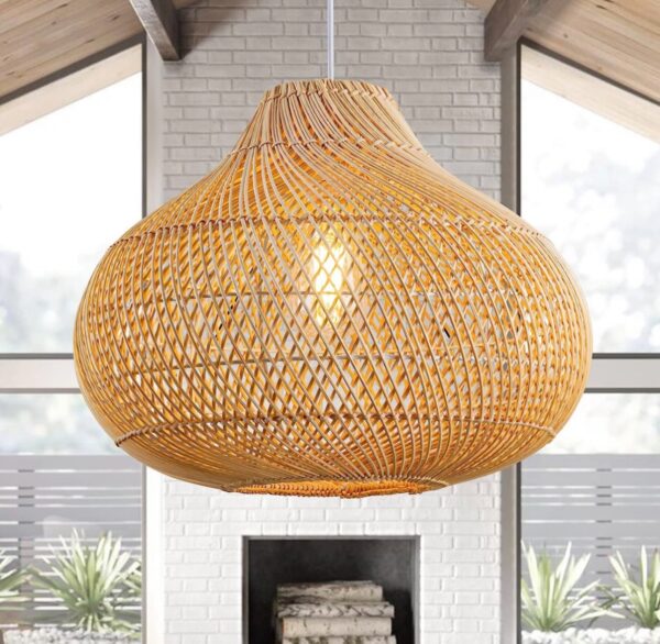 UShe DHome Rattan Pendant Lights, D16.5
Wicker Chandelier Hand-Woven Boho Pendant Light Rattan - Image 3
