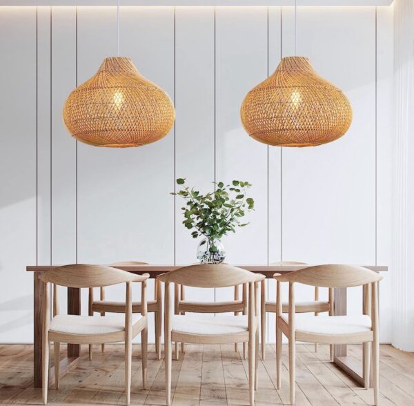 UShe DHome Rattan Pendant Lights, D16.5
Wicker Chandelier Hand-Woven Boho Pendant Light Rattan - Image 4
