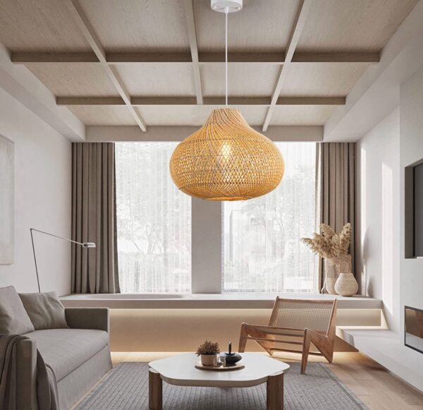UShe DHome Rattan Pendant Lights, D16.5
Wicker Chandelier Hand-Woven Boho Pendant Light Rattan - Image 5