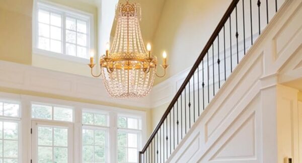 Wellmet French Empire Crystal Chandelier Modern Adjustable Hanging Pendant Ceiling Mount Fixture - Image 9