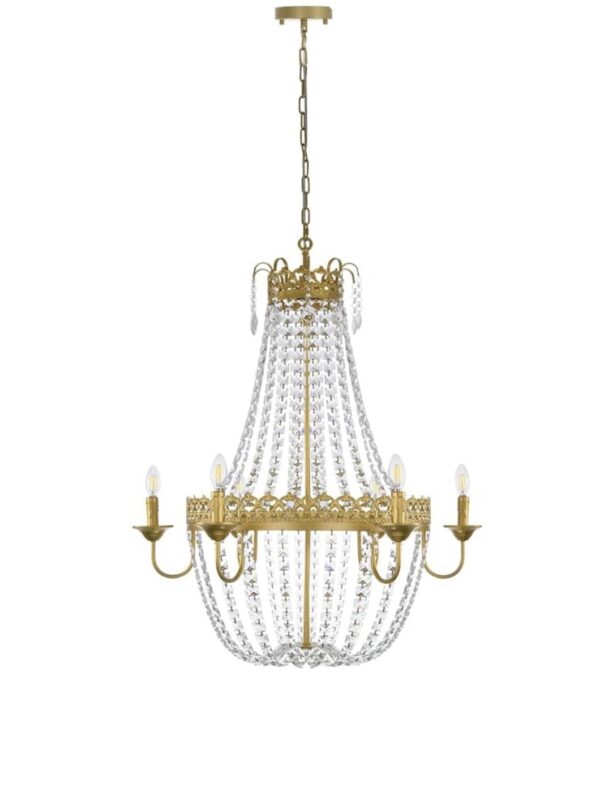 Wellmet French Empire Crystal Chandelier Modern Adjustable Hanging Pendant Ceiling Mount Fixture - Image 2