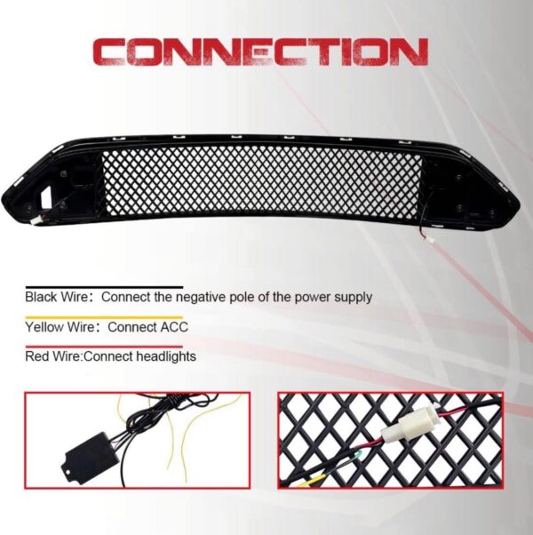 Rongher Mesh Front Grill Compatible With 2018-2020 Ford Mustang, w/White DRL LED Light - Image 5