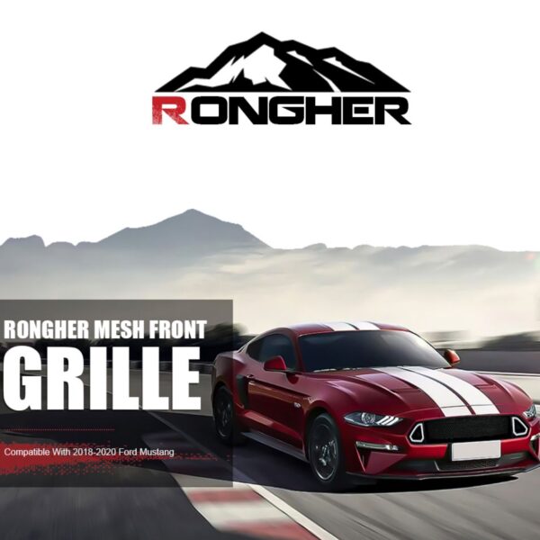 Rongher Mesh Front Grill Compatible With 2018-2020 Ford Mustang, w/White DRL LED Light - Image 8