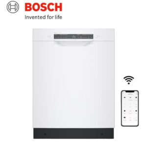 Bosch 300 Series 24-in Front Control Smart Built-In Dishwasher (White), 44-dBA Very Quiet Sound Level