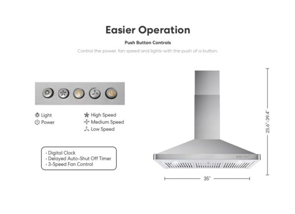 COSMO 63190 36 in. Wall Mount Range Hood with Ducted Convertible Ductless, Kitchen Chimney-Style - Image 9