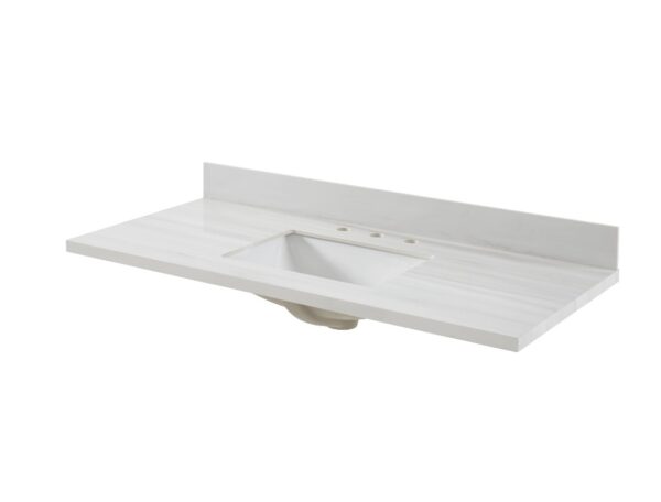 allen + roth Dolomiti Bianco 49-in x 22-in White Sintered Stone Single Sink 3-Hole vanity Top - Image 4
