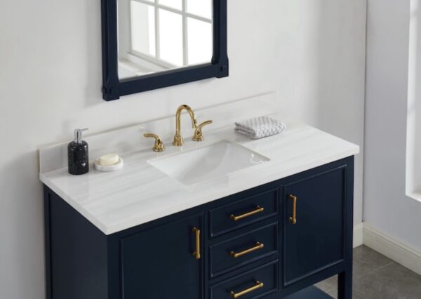 allen + roth Dolomiti Bianco 49-in x 22-in White Sintered Stone Single Sink 3-Hole vanity Top - Image 5