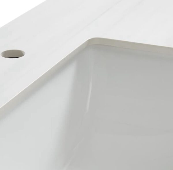 allen + roth Dolomiti Bianco 49-in x 22-in White Sintered Stone Single Sink 3-Hole vanity Top - Image 10