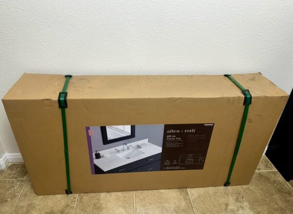 allen + roth Dolomiti Bianco 49-in x 22-in White Sintered Stone Single Sink 3-Hole vanity Top - Image 12