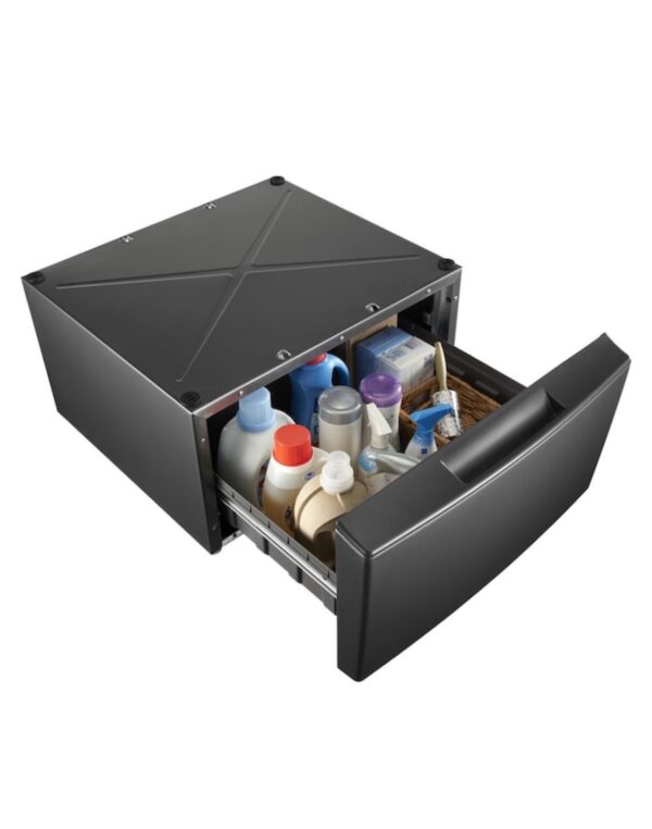 Whirlpool 15.5-in x 27-in Universal Laundry Pedestal (Chrome Shadow) with Storage Drawer - Image 3
