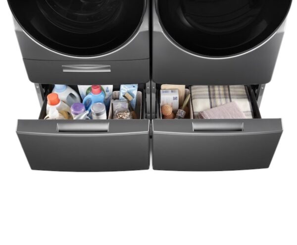 Whirlpool 15.5-in x 27-in Universal Laundry Pedestal (Chrome Shadow) with Storage Drawer - Image 4