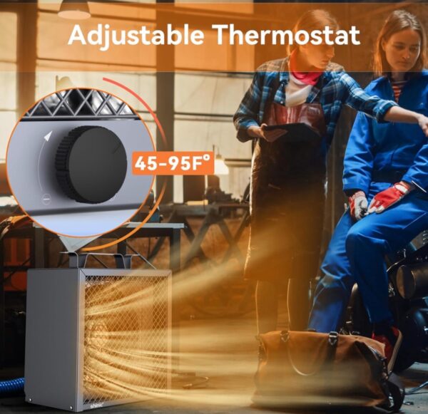 Shinic Electric Garage Heater 240v, 5000-Watt Fan-Forced Industrial Heater, With Thermostat Control - Image 4