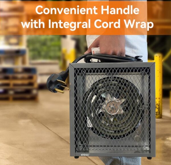 Shinic Electric Garage Heater 240v, 5000-Watt Fan-Forced Industrial Heater, With Thermostat Control - Image 6