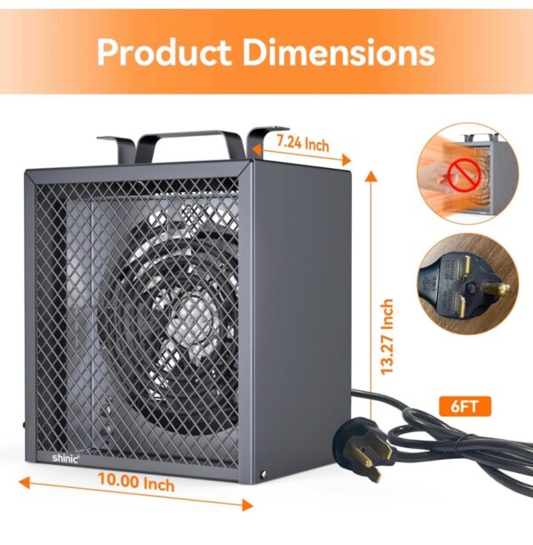 Shinic Electric Garage Heater 240v, 5000-Watt Fan-Forced Industrial Heater, With Thermostat Control - Image 7