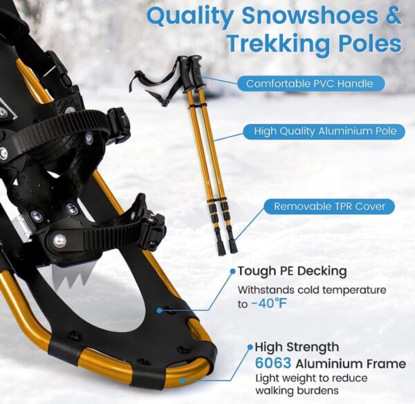 Goplus Snow Shoes, 21 inch 3 in 1 Snowshoes Trekking Poles Bundle for Men & Women, Lightweight - Image 2