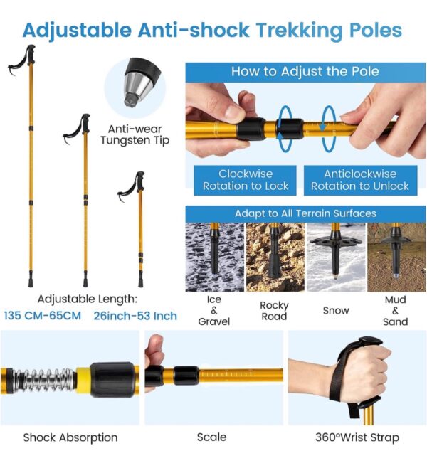 Goplus Snow Shoes, 21 inch 3 in 1 Snowshoes Trekking Poles Bundle for Men & Women, Lightweight - Image 3
