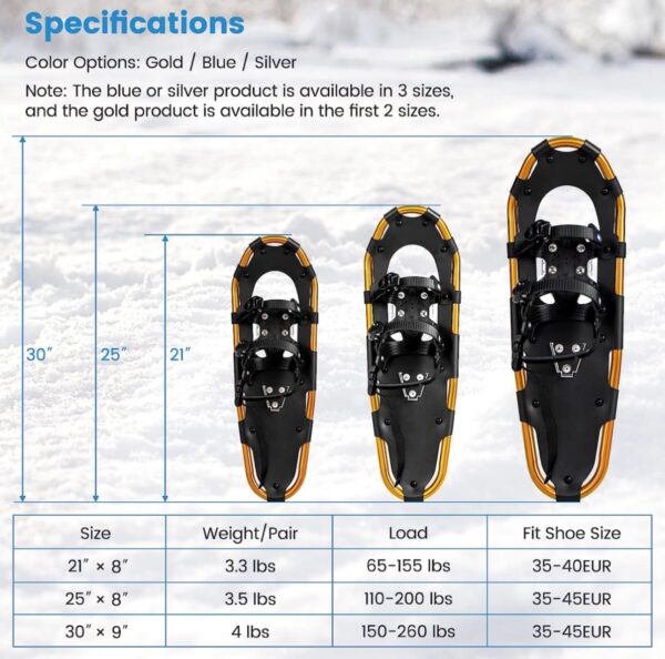 Goplus Snow Shoes, 21 inch 3 in 1 Snowshoes Trekking Poles Bundle for Men & Women, Lightweight - Image 7