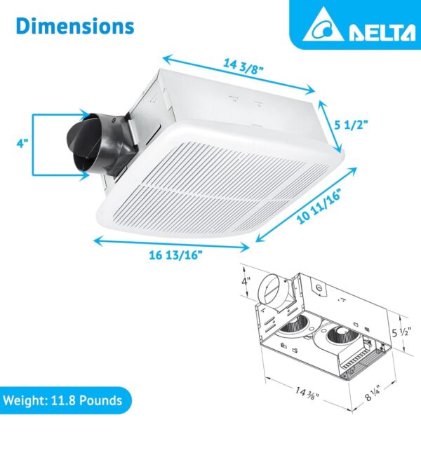 Delta Breez Radiance Exhaust Bathroom Fan 80 CFM Energy Efficient Quiet Operation Brushless Motor - Image 7