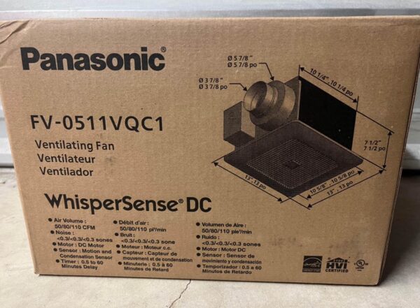 Panasonic WhisperSense 0.3-Sone 110-CFM with Motion and Humidity Sensors Delay Timer ENERGY STAR - Image 10