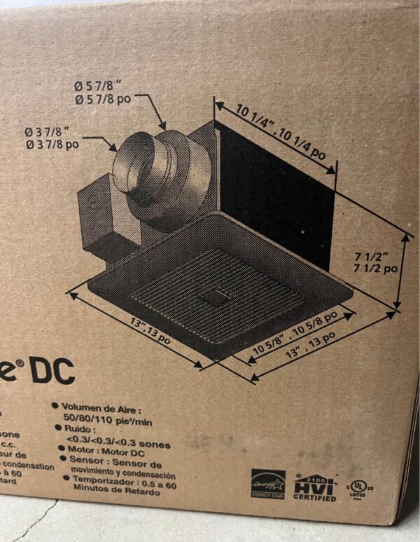 Panasonic WhisperSense 0.3-Sone 110-CFM with Motion and Humidity Sensors Delay Timer ENERGY STAR - Image 12