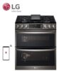 LG 30 in. W 6.9 cu. ft. Smart Slide-In Double Oven Propne Range with ProBake and InstaView PrintProof black Stainless Steel