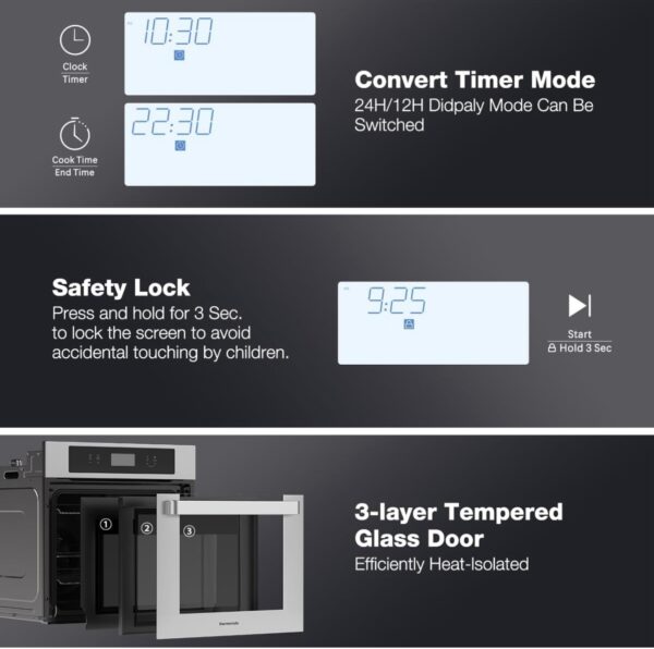 thermomate 24" Electric Built-in Wall Oven 2.6 Cu.Ft. Convection Ovens, Sensor, stainless steel - Image 6