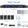 MicrocKing UHF Wireless Microphone System Cordless Lapel/Headset/Lavalier Mic(4 Bodypacks) - Image 7