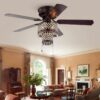 Warehouse of Tiffany Arin Rustic Bronze 52-Inch 5-Blade Lighted Flush Mount Ceiling Fan with Crystal - Image 2