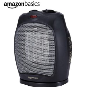 Amazon Basics Oscillating Ceramic Space Heater, Portable Heater for Indoor Use, for Office and Home