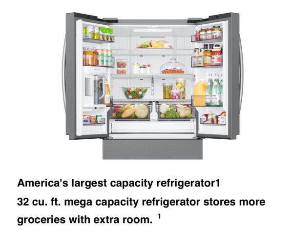 Samsung Standard-Depth Mega Capacity 32-cu ft 3 -Door Smart French Door Refrigerator Stainless Steel - Image 11