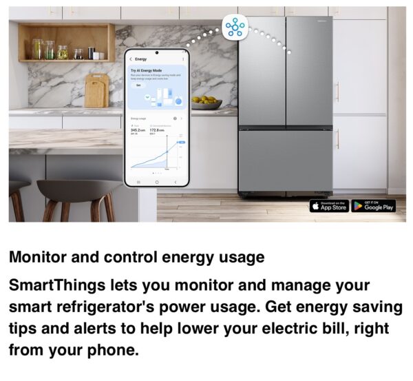 Samsung Standard-Depth Mega Capacity 32-cu ft 3 -Door Smart French Door Refrigerator Stainless Steel - Image 10