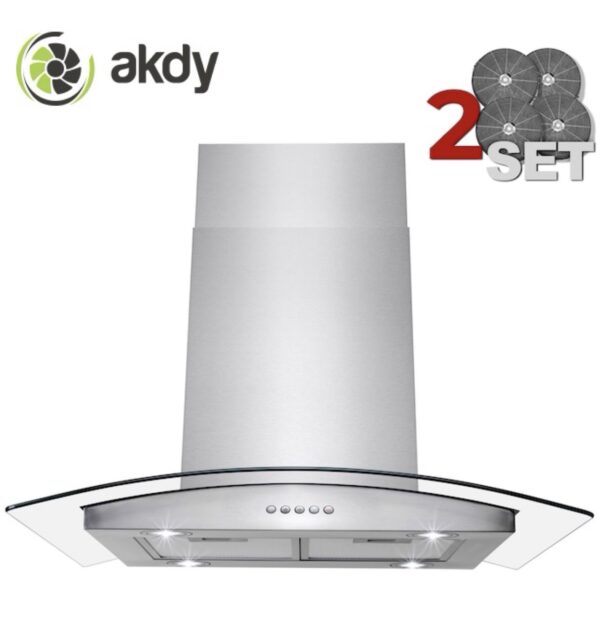 AKDY 30 inch Convertible 400-CFM Stainless steel Island Range Hood with Charcoal Filter