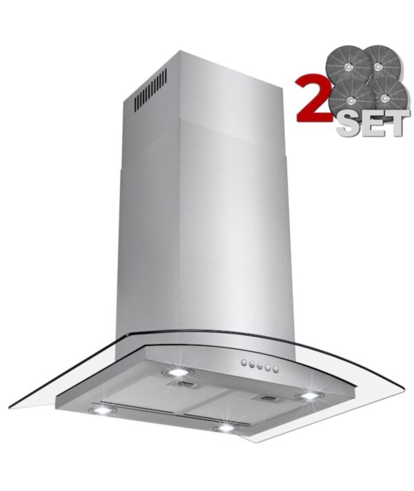 AKDY 30 inch Convertible 400-CFM Stainless steel Island Range Hood with Charcoal Filter - Image 8