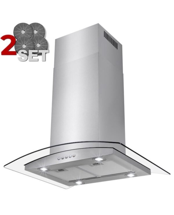 AKDY 30 inch Convertible 400-CFM Stainless steel Island Range Hood with Charcoal Filter - Image 3
