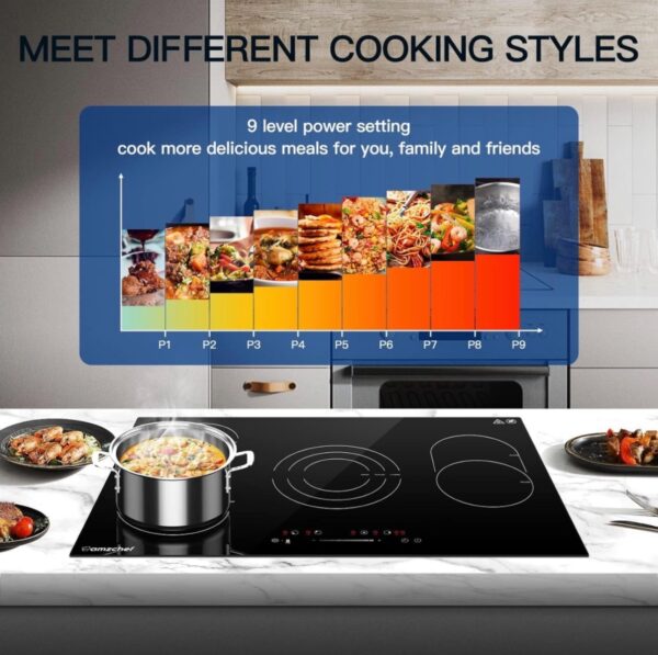 AMZCHEF Built-in Radiant Electric Cooktop 30 Inch, 240V With 4 Burners and Sensor Touch Control - Image 4