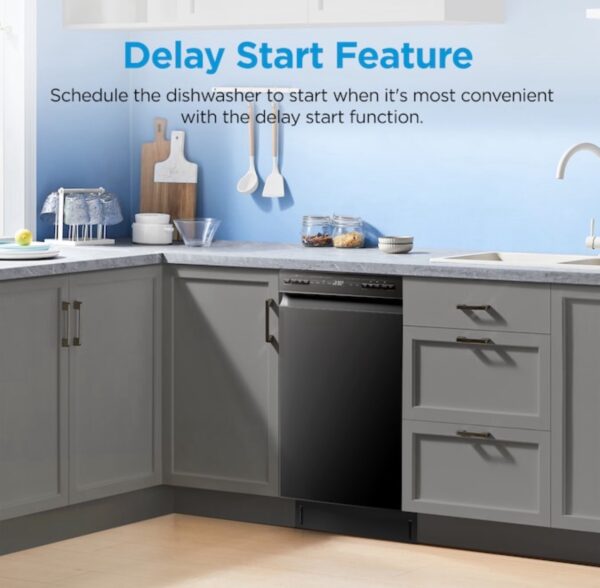 Midea 18-in Front Control Built-in Dishwasher ( Black ) ENERGY STAR, 52-Decibel Standard Sound Level - Image 3