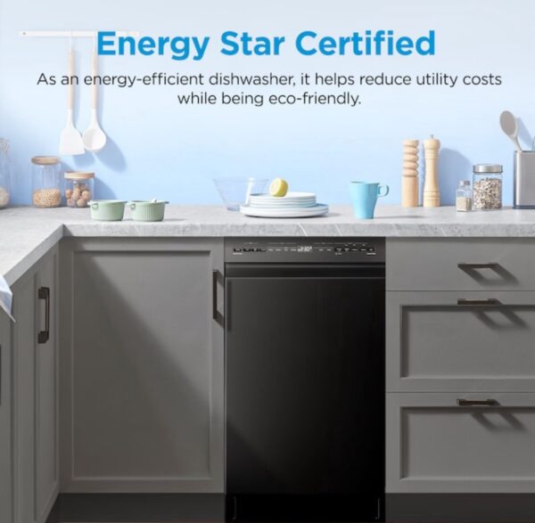 Midea 18-in Front Control Built-in Dishwasher ( Black ) ENERGY STAR, 52-Decibel Standard Sound Level - Image 4