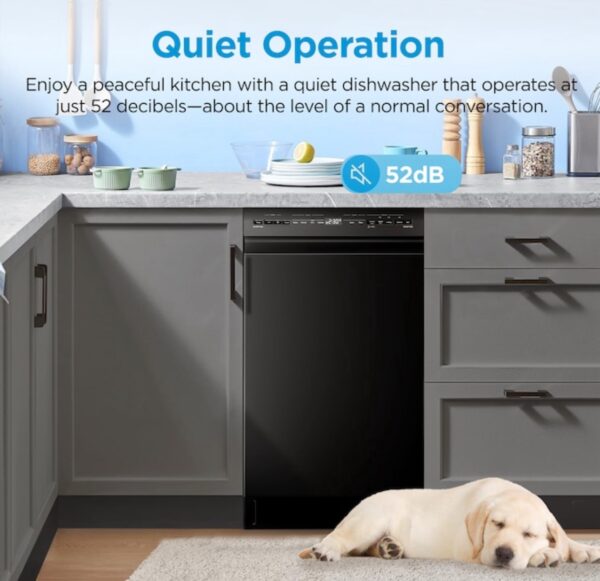 Midea 18-in Front Control Built-in Dishwasher ( Black ) ENERGY STAR, 52-Decibel Standard Sound Level - Image 7