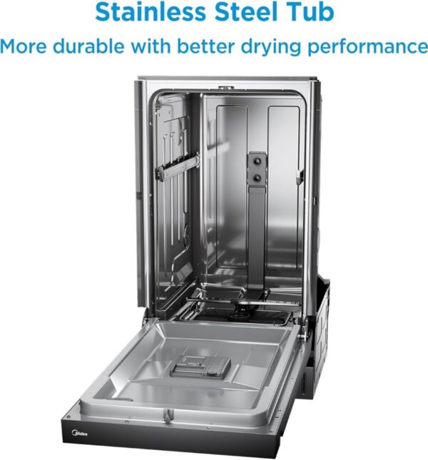 Midea 18-in Front Control Built-in Dishwasher ( Black ) ENERGY STAR, 52-Decibel Standard Sound Level - Image 9