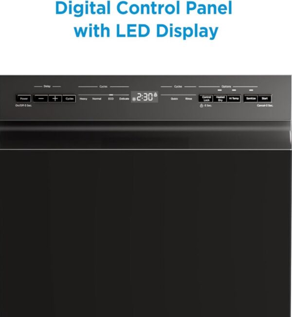 Midea 18-in Front Control Built-in Dishwasher ( Black ) ENERGY STAR, 52-Decibel Standard Sound Level - Image 10