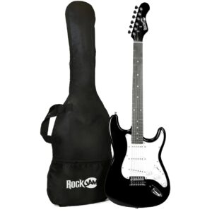 RockJam Black Electric Guitar with Guitar Bag