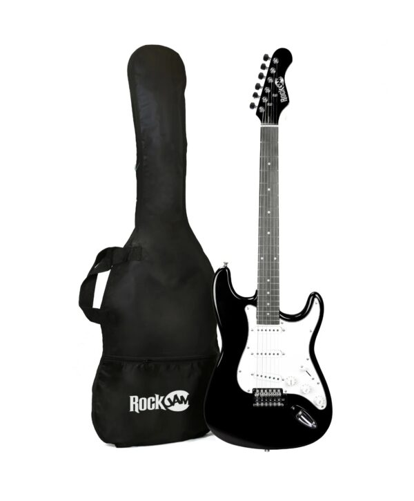 RockJam Black Electric Guitar with Guitar Bag