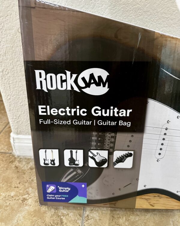 RockJam Black Electric Guitar with Guitar Bag - Image 9