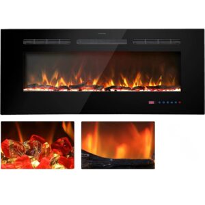 54 inches Electric Fireplace Inserts, Recessed and Wall Mounted Fireplace Heater, Linear Fireplace