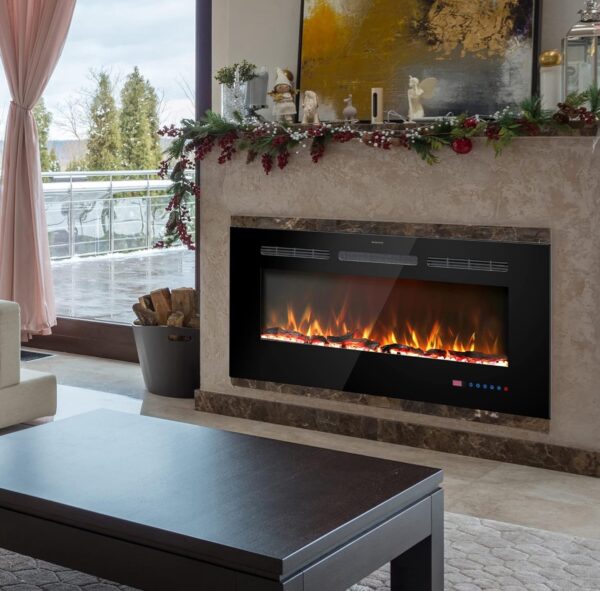 54 inches Electric Fireplace Inserts, Recessed and Wall Mounted Fireplace Heater, Linear Fireplace - Image 2