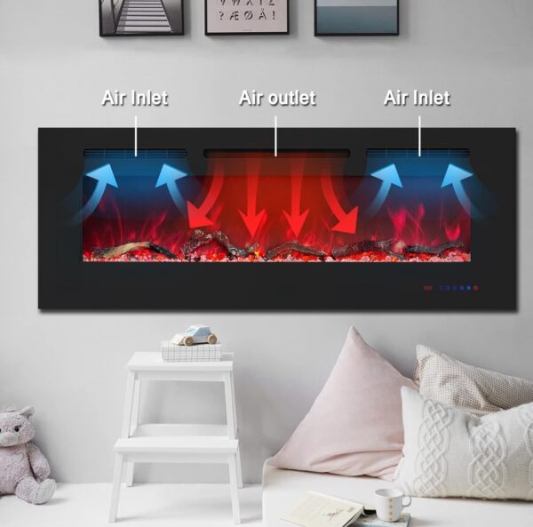 54 inches Electric Fireplace Inserts, Recessed and Wall Mounted Fireplace Heater, Linear Fireplace - Image 6