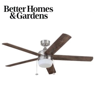 Better Homes & Gardens 52" Pearce Modern Nickel Indoor Ceiling Fan with Light, Adjustable Color Temp