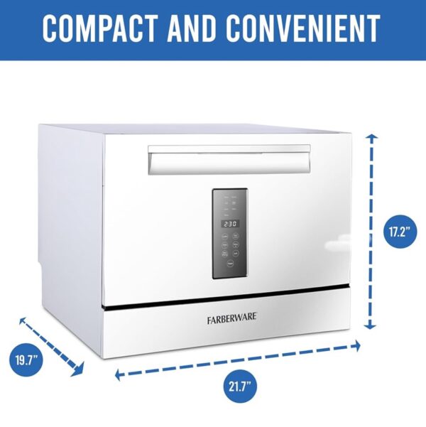 Farberware Compact 6-Place Setting - Portable Mini Countertop Dishwasher with 7 Wash Programs - Image 3