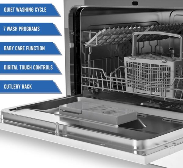 Farberware Compact 6-Place Setting - Portable Mini Countertop Dishwasher with 7 Wash Programs - Image 4